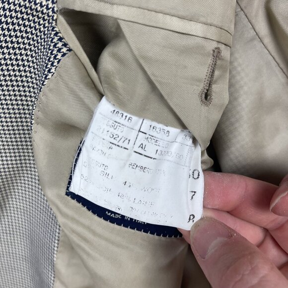 CANALI Light Beige Houndstooth Silk / Wool Blazer Jacket Italy Made Men 50R Read - Picture 14 of 16